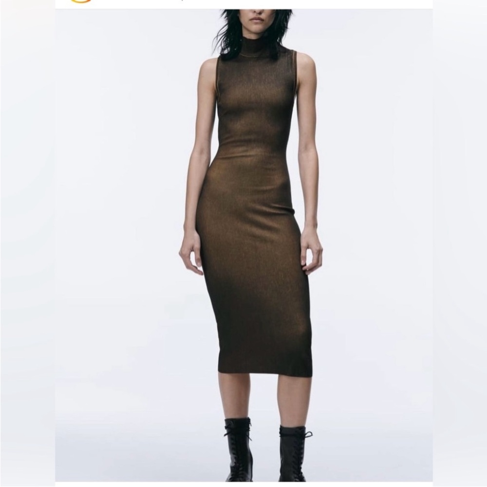ZARA Elegant Sleeveless Brown Dress